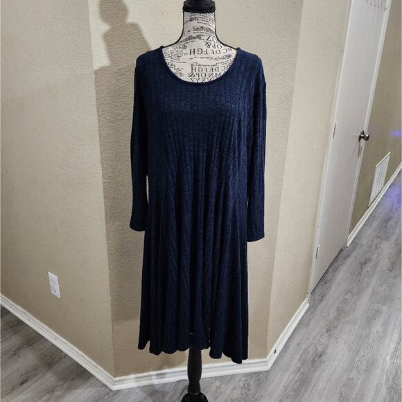 TORRID navy‎ & black Variegated long sleeve stretch tulip dress plus size 3X - Picture 1 of 5